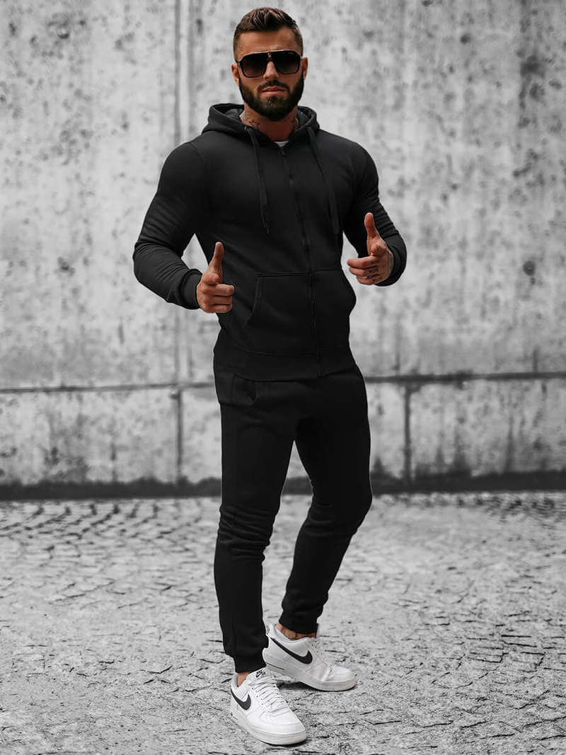 Juodas vyriškas sportinis kostiumas OZONEE JS/XW2008