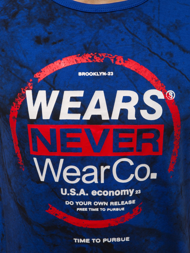 Mėlyni vyriški marškinėliai OZONEE JS/SS10925