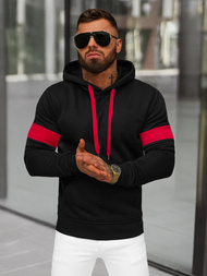 Juoda vyriškas džemperis su gobtuvu OZONEE JS/8B1321/3