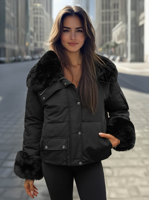 Juoda moteriška žieminė striukė OZONEE O/H833Z