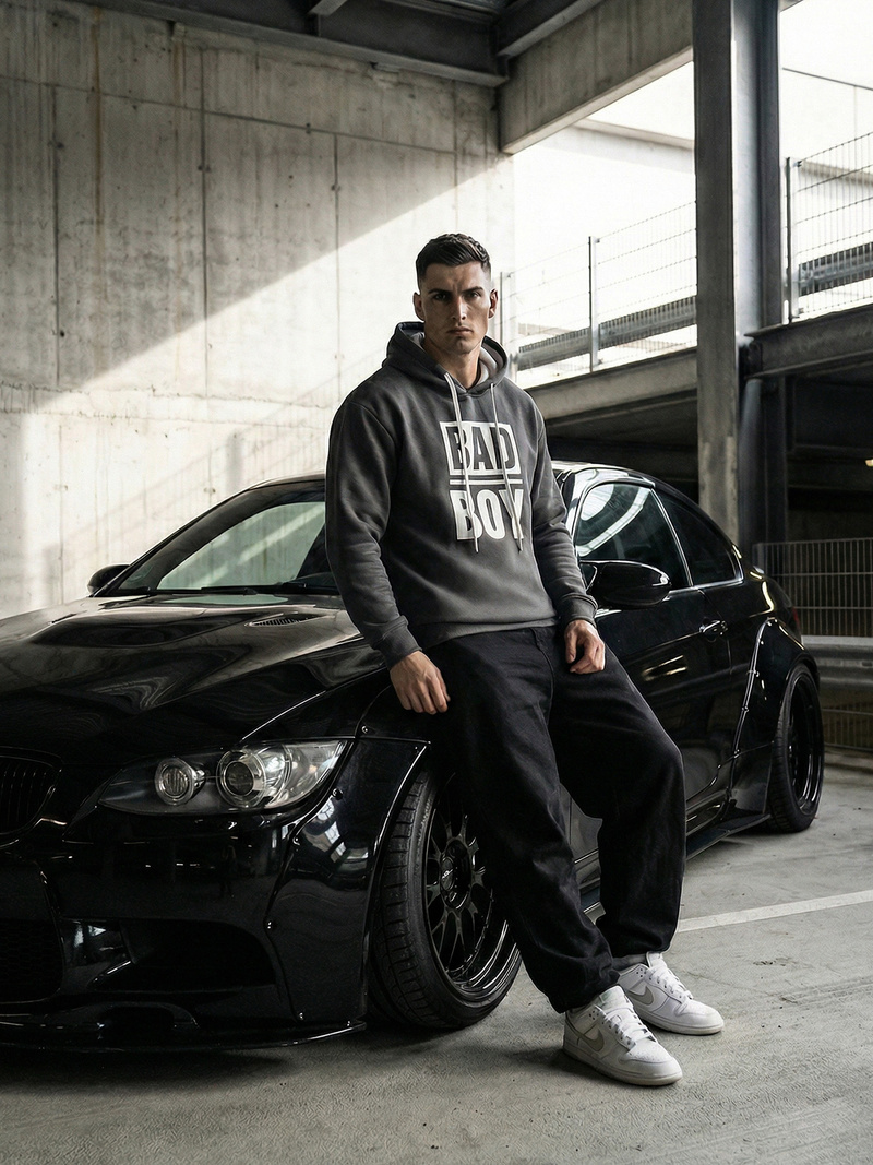 Grafitinis vyriškas džemperis su gobtuvu OZONEE JS/65B3909/5Z