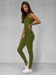 Rusvai žalsva moteriškas sportinis dviejų dalių kostiumas OZONEE JS/YW88037/7Z