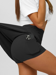 Juodas sportinis sijonas su tamprėmis OZONEE JS/17K590/3