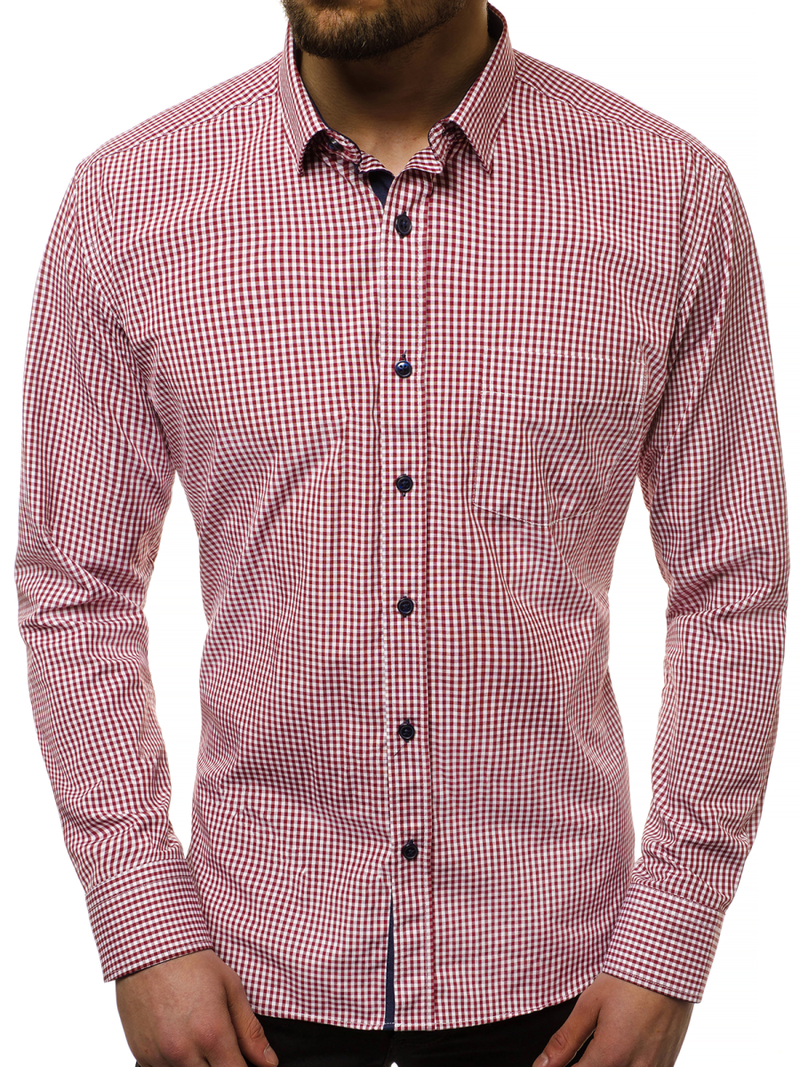 Raudoni Vyriški marškiniai OZONEE B/K58