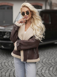 Šokoladas moteriška odinė striukė OZONEE JS/61M8501/158Z