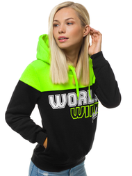 Juodas moteriškas džemperis su gobtuvu OZONEE JS/KSW2006