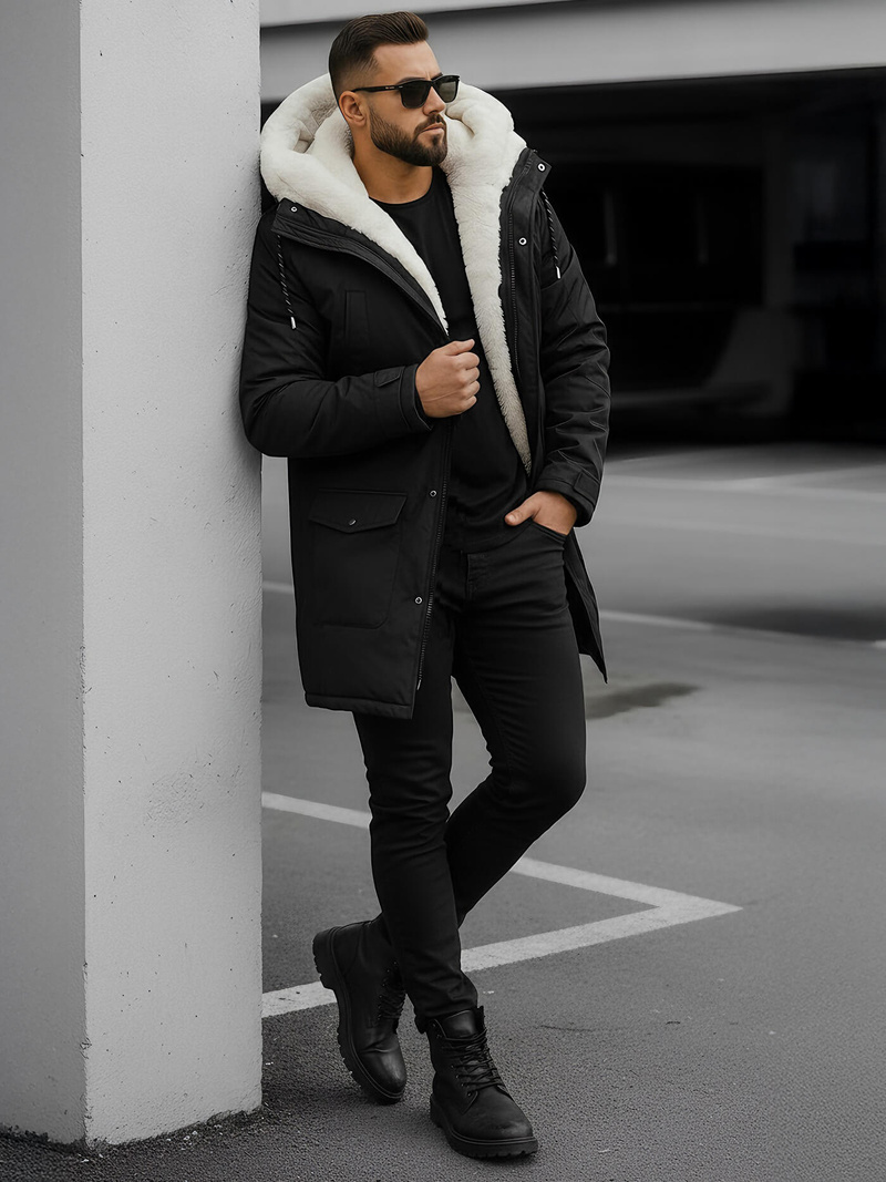 Juoda vyriška žieminė striukė OZONEE JS/5M120/392Z