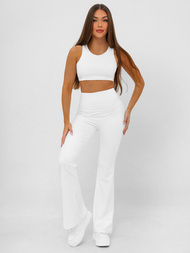 Balti spalvos moteriškos tamprės plačiomis kojomis OZONEE JS/17K587/1