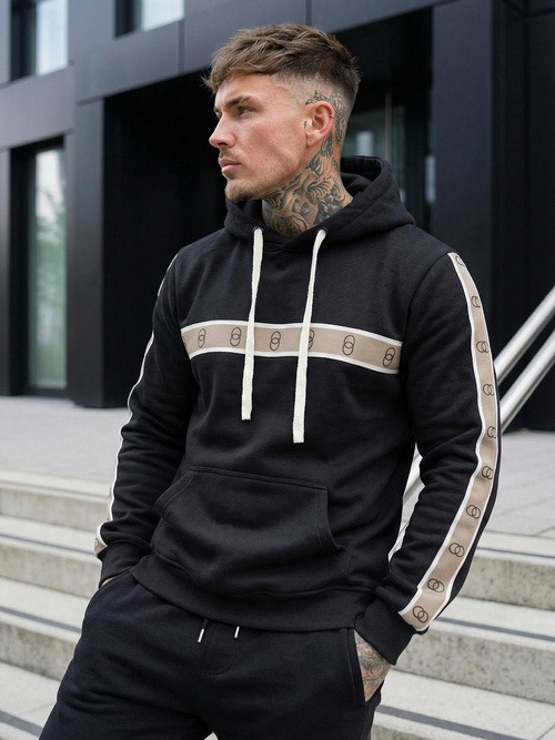 Juoda vyriškas džemperis su gobtuvu OZONEE JS/8B1729/3