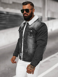 Juoda vyriška džinso šerpas striukė OZONEE NB/MJ513N