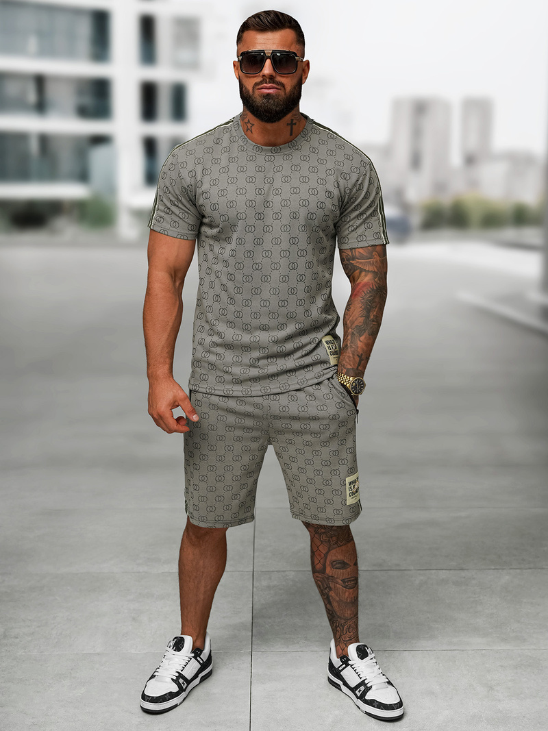 Tamsiai-pilkas vyriškas trumpas sportinio kostiumo komplektas OZONEE O/QQ1608AB