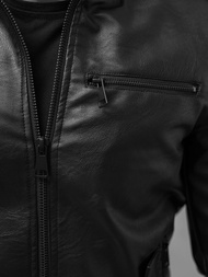 Juoda vyriška odinė striukė OZONEE O/8907