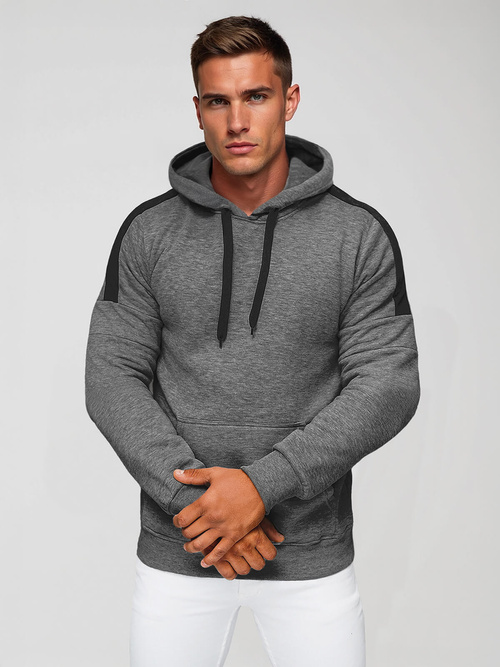 Grafitinis vyriškas džemperis su gobtuvu OZONEE JS/8B1318/5Z