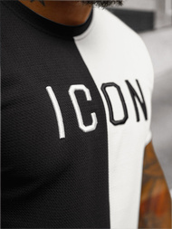 Juodai-baltas vyriški marškinėliai OZONEE O/7776T