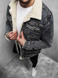 Grafitinė vyriška džinso striukė OZONEE JB/JP1109Z