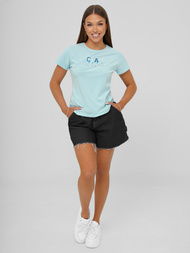 Šviesiai-mėlyni moteriški marškinėliai OZONEE JS/RJ77542