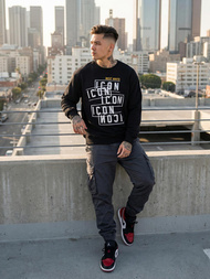 Juodas vyriškas džemperis OZONEE JS/8B1763/3Z