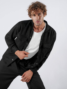 Juodi vyriški marškiniai OZONEE O/GOM23039