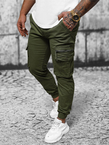 Žalii vyriškos chino jogger stiliaus kelnės OZONEE NB/MP0201MV