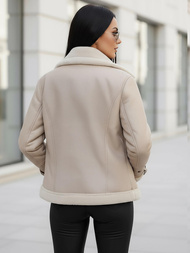 Smėlinis Moteriška Odinė Striukė OZONEE JS/11Z8177Z