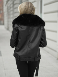 Juoda moteriška odinė striukė OZONEE JS/61M8507/392AZ