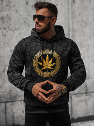 Juodas vyriškas džemperis su gobtuvu OZONEE O/B265