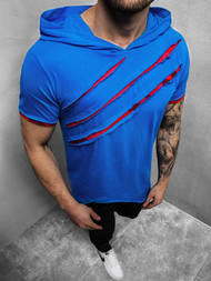 Mėlyni vyriški marškinėliai su gobtuvu OZONEE A/1185Z