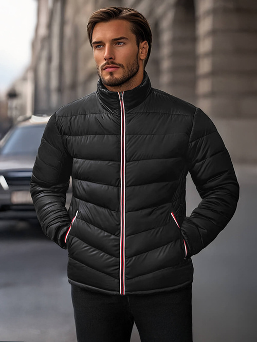 Pereinamojo laikotarpio juoda vyriška striukė OZONEE JS/SM71Z