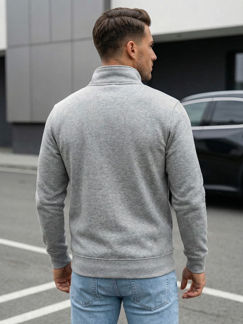 Pilkas vyriškas džemperis su užtrauktuku OZONEE JS/2002Z