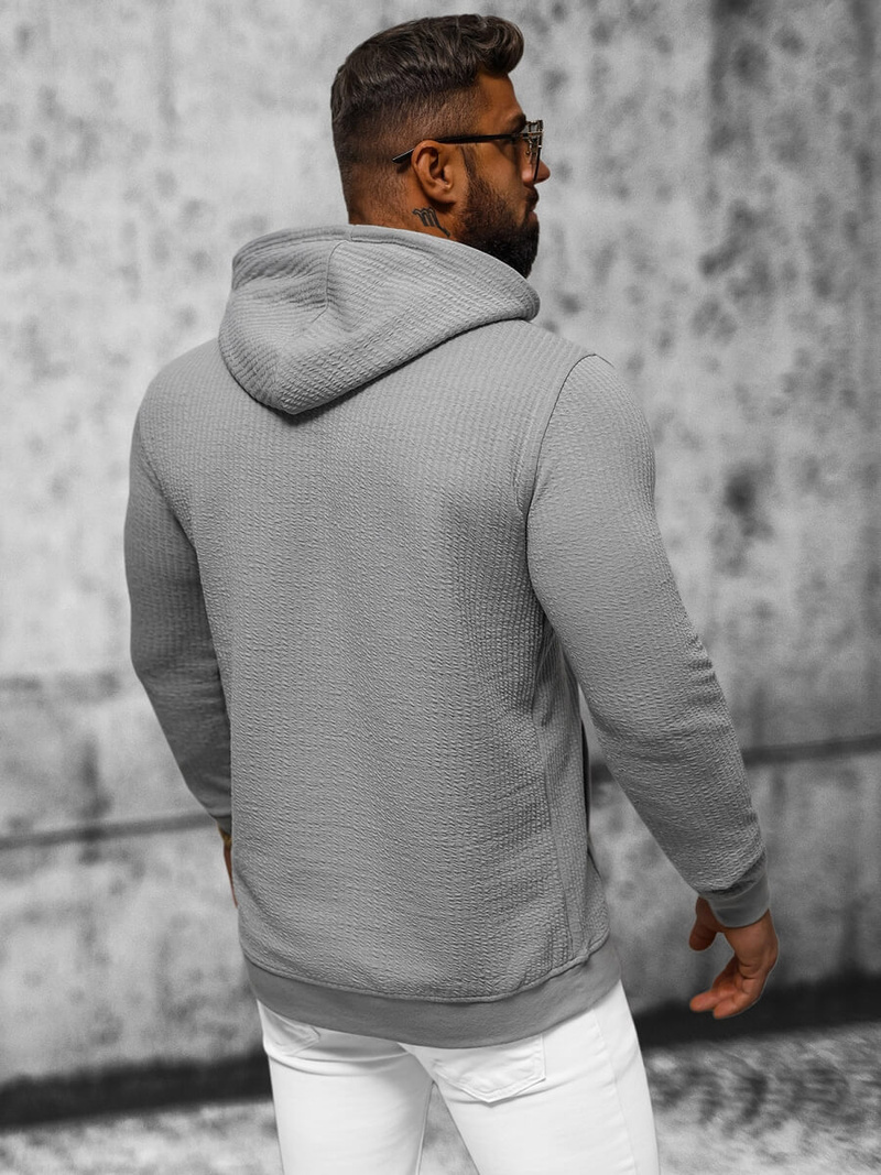 Pilka vyriškas džemperis su gobtuvu OZONEE O/TB2273