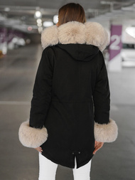 Juodai-balta moteriška žieminė striukė OZONEE JS/16M9062/392B