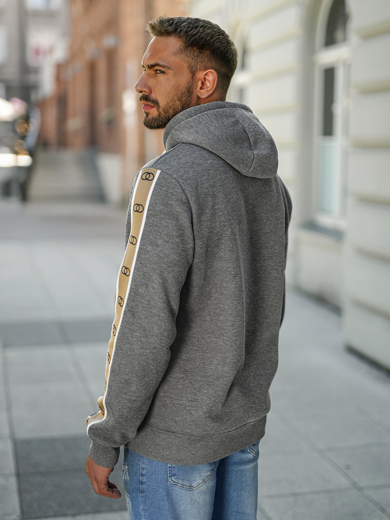 Grafitinis vyriškas džemperis su gobtuvu OZONEE JS/8B1729/5