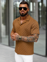 Ruda vyriški marškiniai trumpomis rankovėmis OZONEE O/B2257