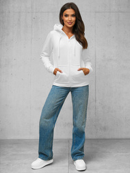 Baltas moteriškas džemperis su užtrauktuku OZONEE JS/W03Z