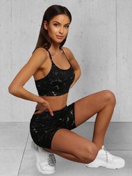 Juodas moteriškas sportinis dviejų dalių kostiumas OZONEE O/XL015/1