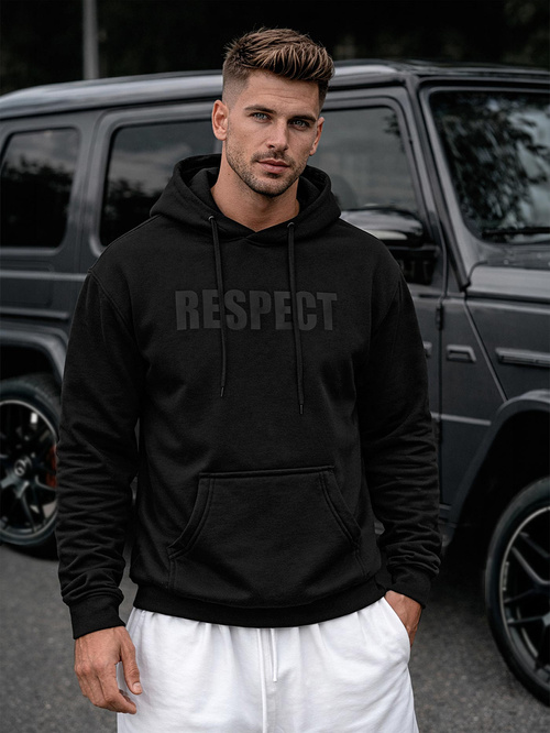 Juoda vyriškas džemperis su gobtuvu OZONEE JS/8B1968/3