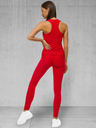 Raudona žalsva moteriškas sportinis dviejų dalių kostiumas OZONEE JS/YW88037/5