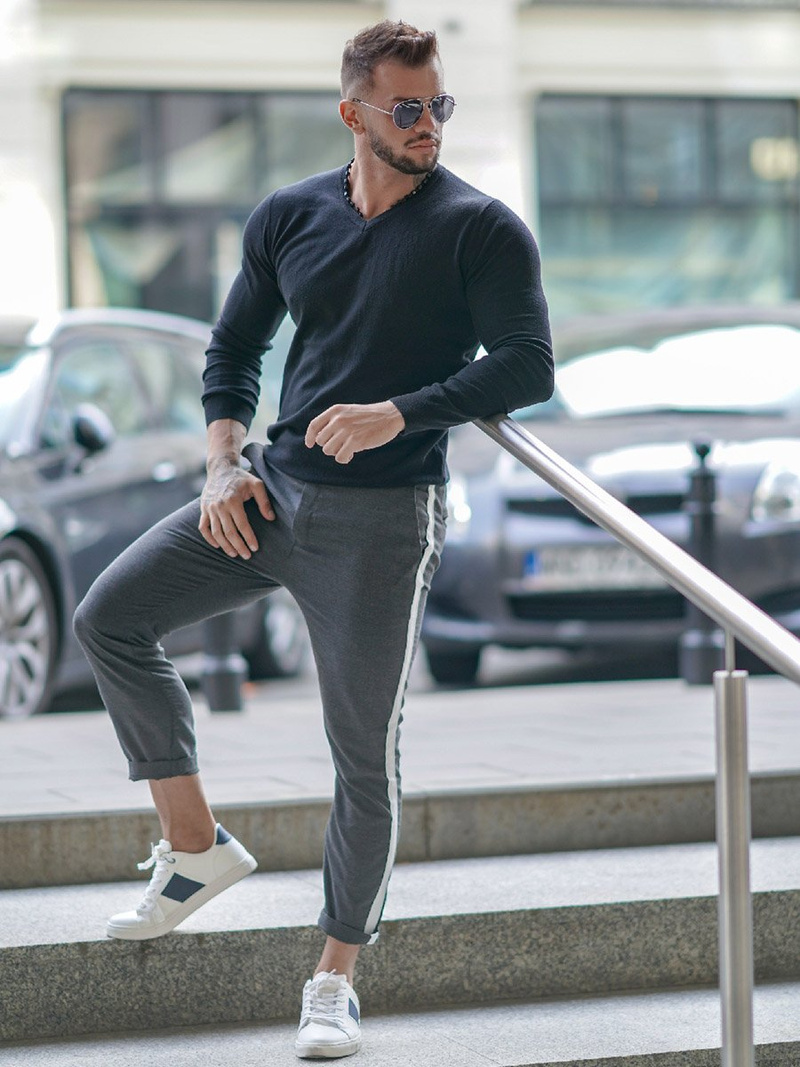 Grafitinės vyriškos chino kelnės OZONEE DJ/5529Z