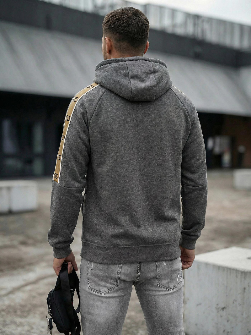 Grafitinis vyriškas džemperis su gobtuvu OZONEE JS/8B1730/5Z