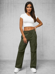 Rusvai žalsvos moteriškos kelnės OZONEE O/TT00393