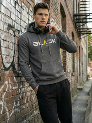 Grafitinis vyriškas džemperis su gobtuvu OZONEE JS/8B1756/5Z