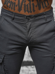 Grafitiniai vyriškos chino jogger stiliaus kelnės OZONEE NB/MP0202GS