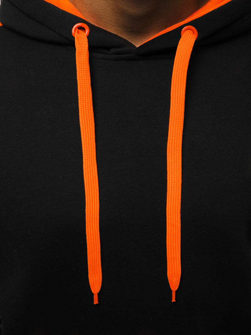 Juodai-Oranžinis džemperis su gobtuvu OZONEE JS/2012Z