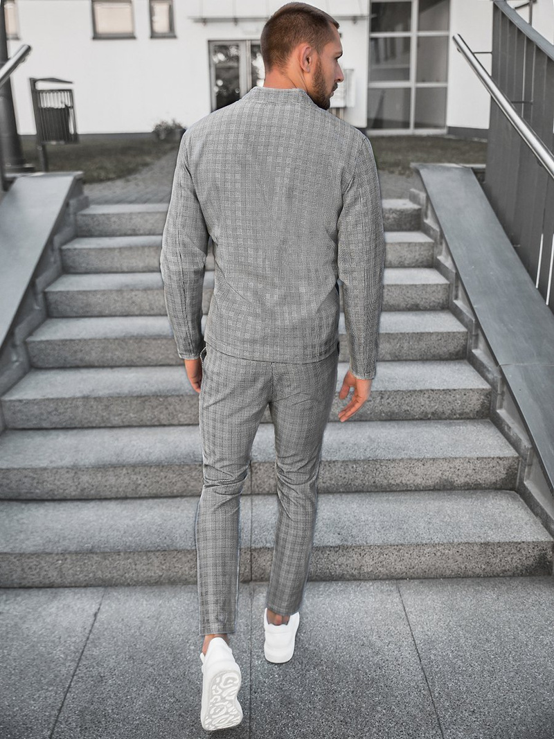 Pilkas vyriškas kostiumas - striukė ir chino kelnės OZONEE DJ/5617