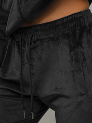 Juodas moteriškas veliūrinis sportinis kostiumas OZONEE JS/8C1176/3Z