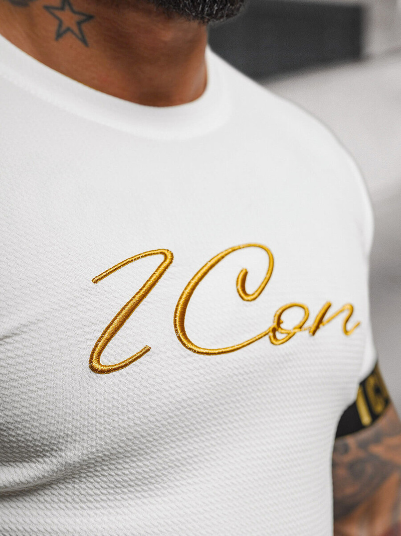 Balta ir auksinė vyriški marškinėliai OZONEE O/T7578