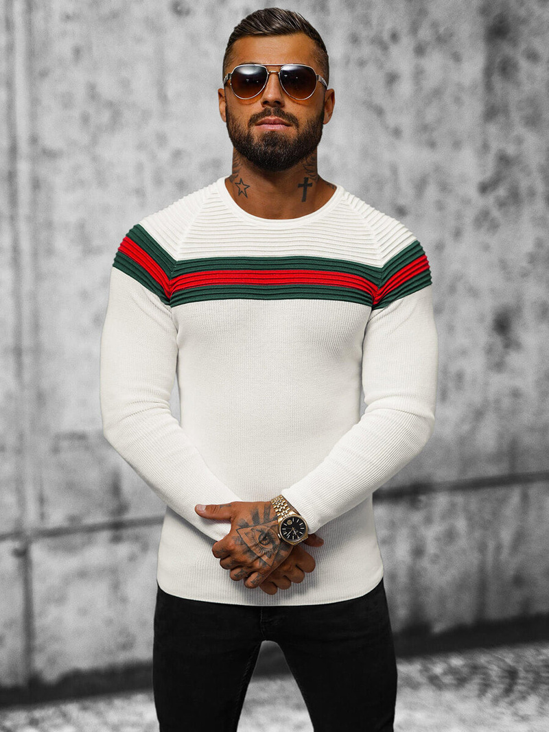 Pieno spalva vyriškas megztinis OZONEE L/2457Z