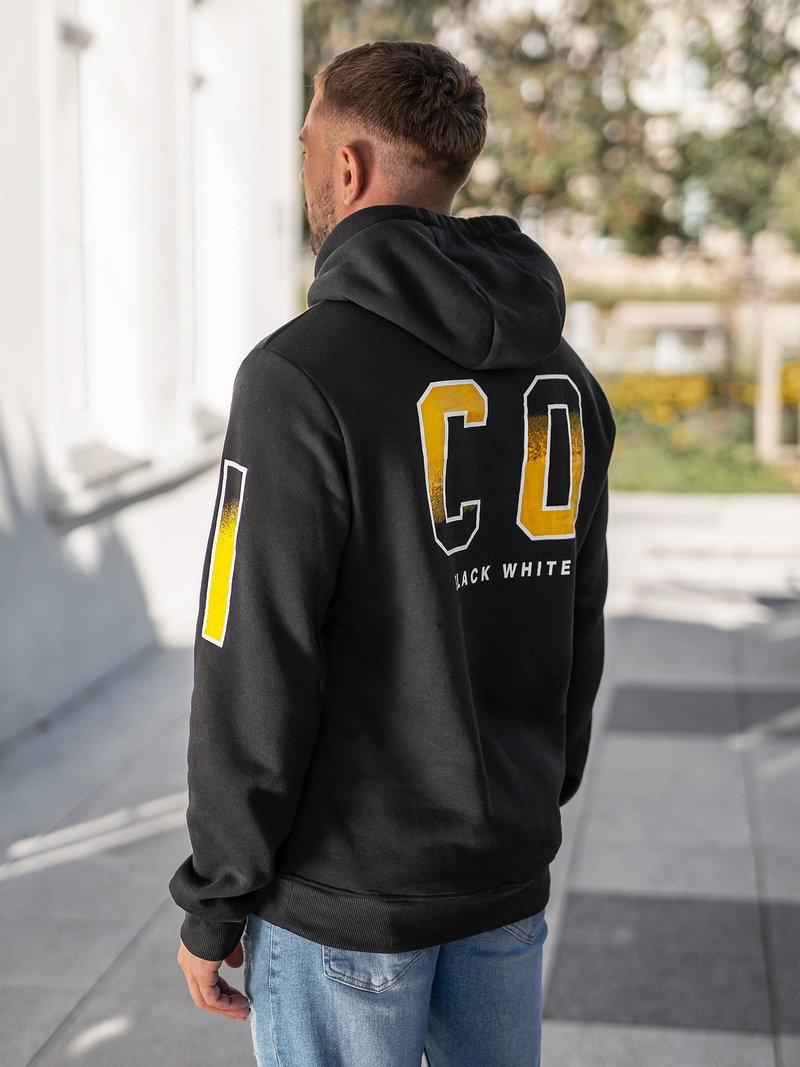 Juoda vyriškas džemperis su gobtuvu OZONEE JS/8B1739/3