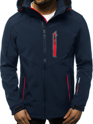 Tamsiai mėlyna-Raudona vyriška softshelte striukė OZONEE GE/12259