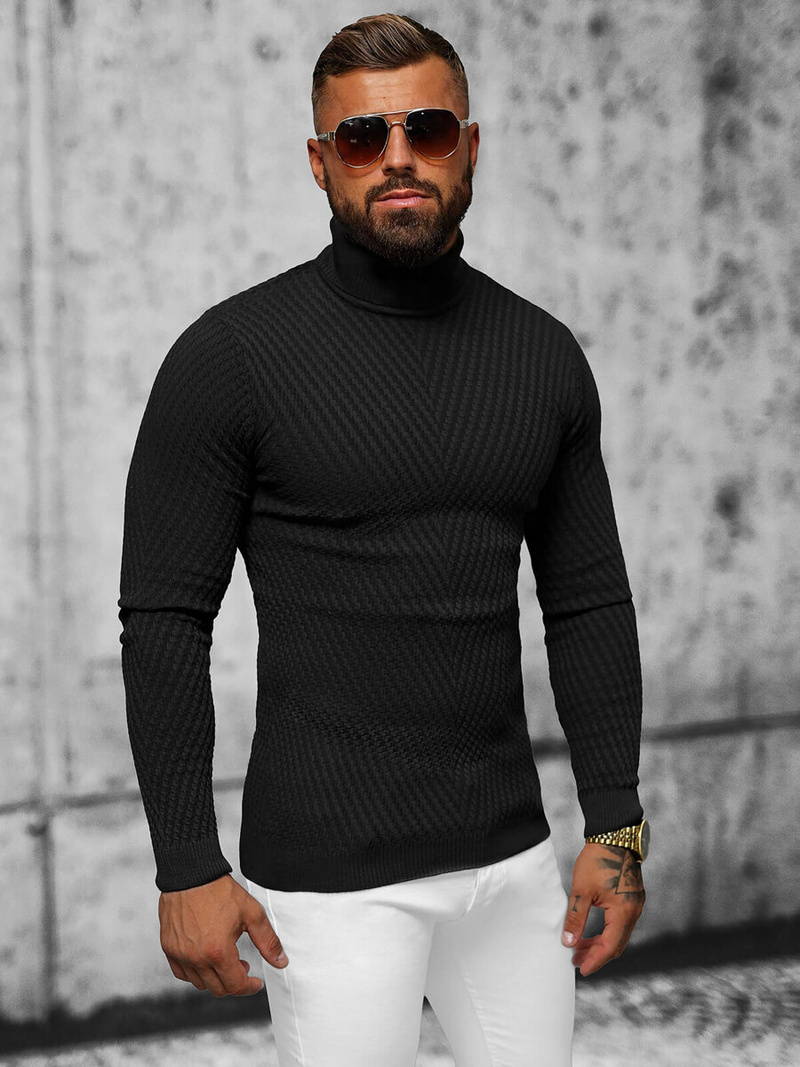 Juodas Vyriškas Megztinis OZONEE L/1596Z